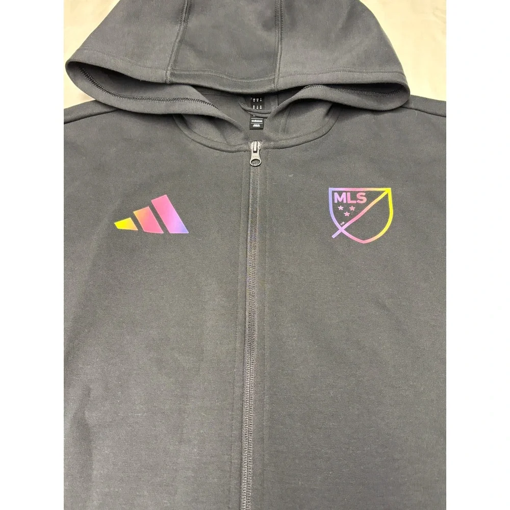 Adidas MLS All‎ Star Full Zip Hoodie Mens Medium Black Gradient Rainbow Logo